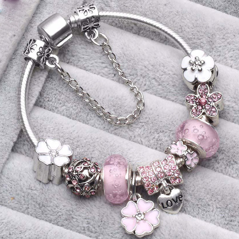 Pfirsichblüten Charme Armband