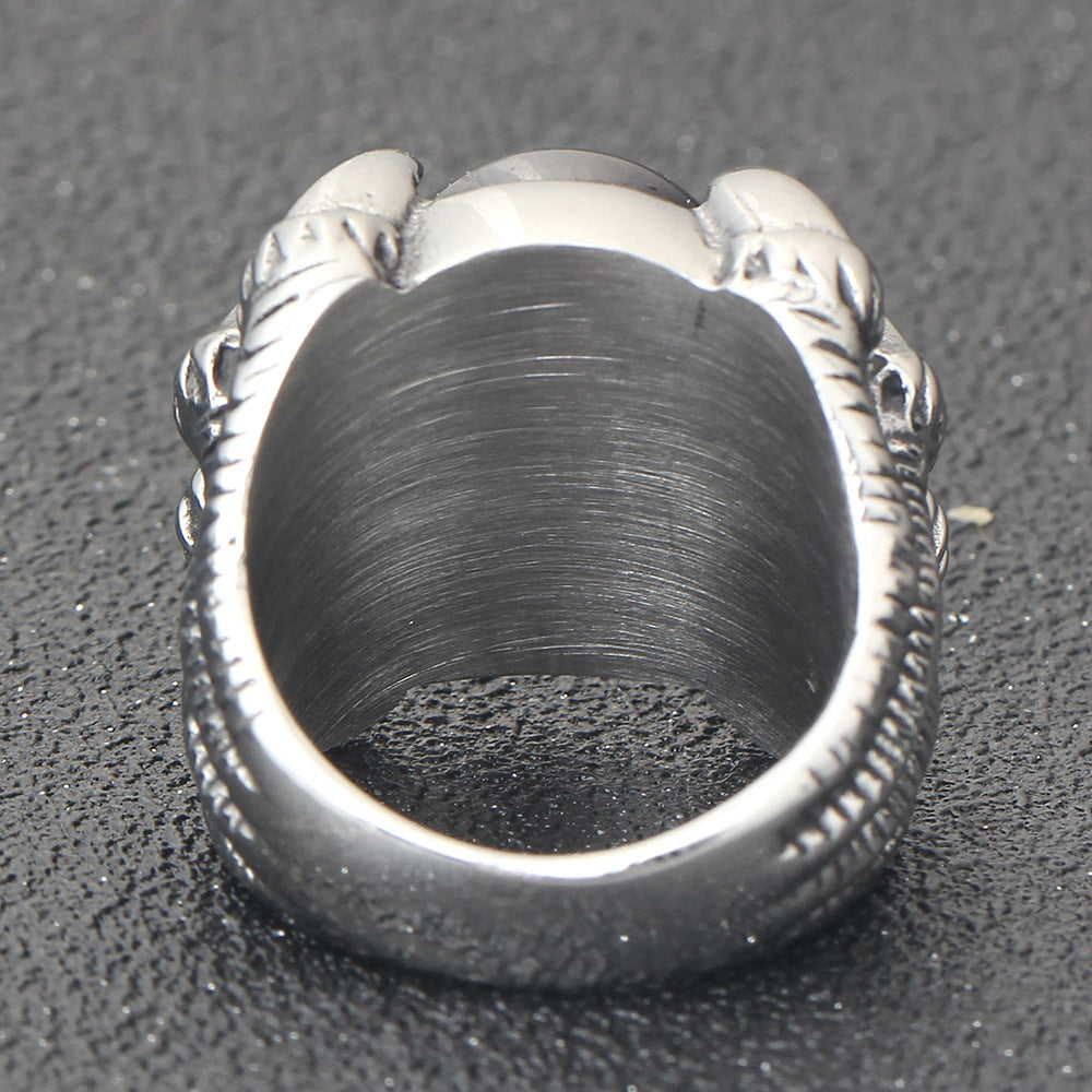 Herren Ring mit kunstvollem Krallen-Design und rotem Edelstein Shop Nory