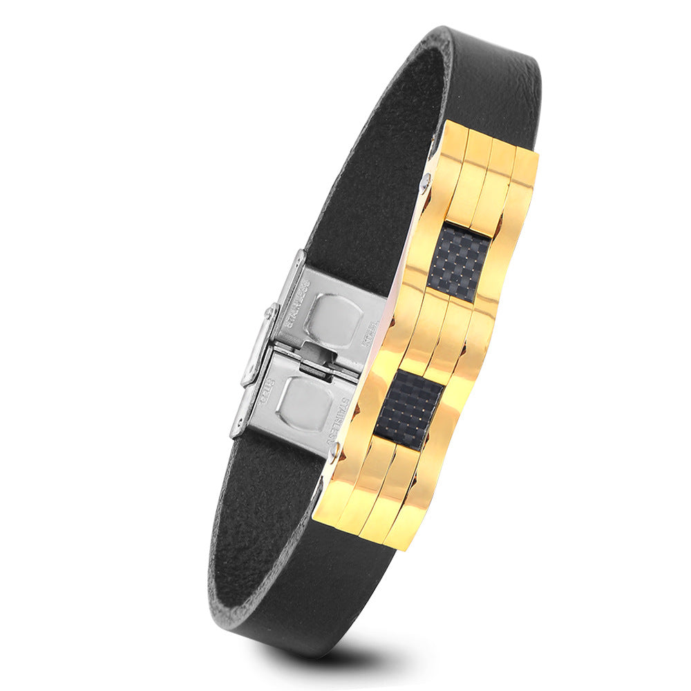 Herren Armband aus hochwertigem Leder mit eleganten Edelstahl-Elementen Shop Nory
