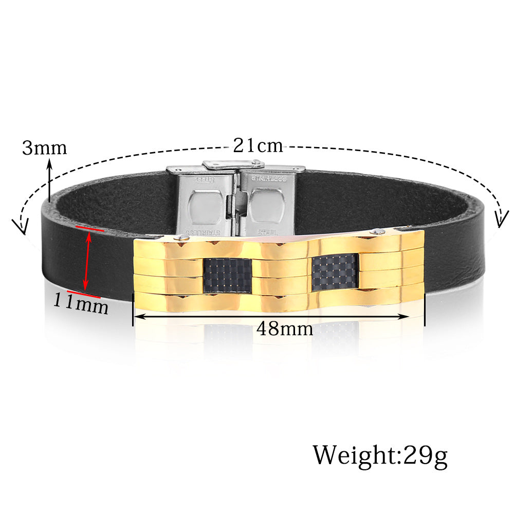 Herren Armband aus hochwertigem Leder mit eleganten Edelstahl-Elementen Shop Nory