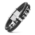 Herren geflochtenes Lederarmband mit stilvollen Edelstahlakzenten Shop Nory
