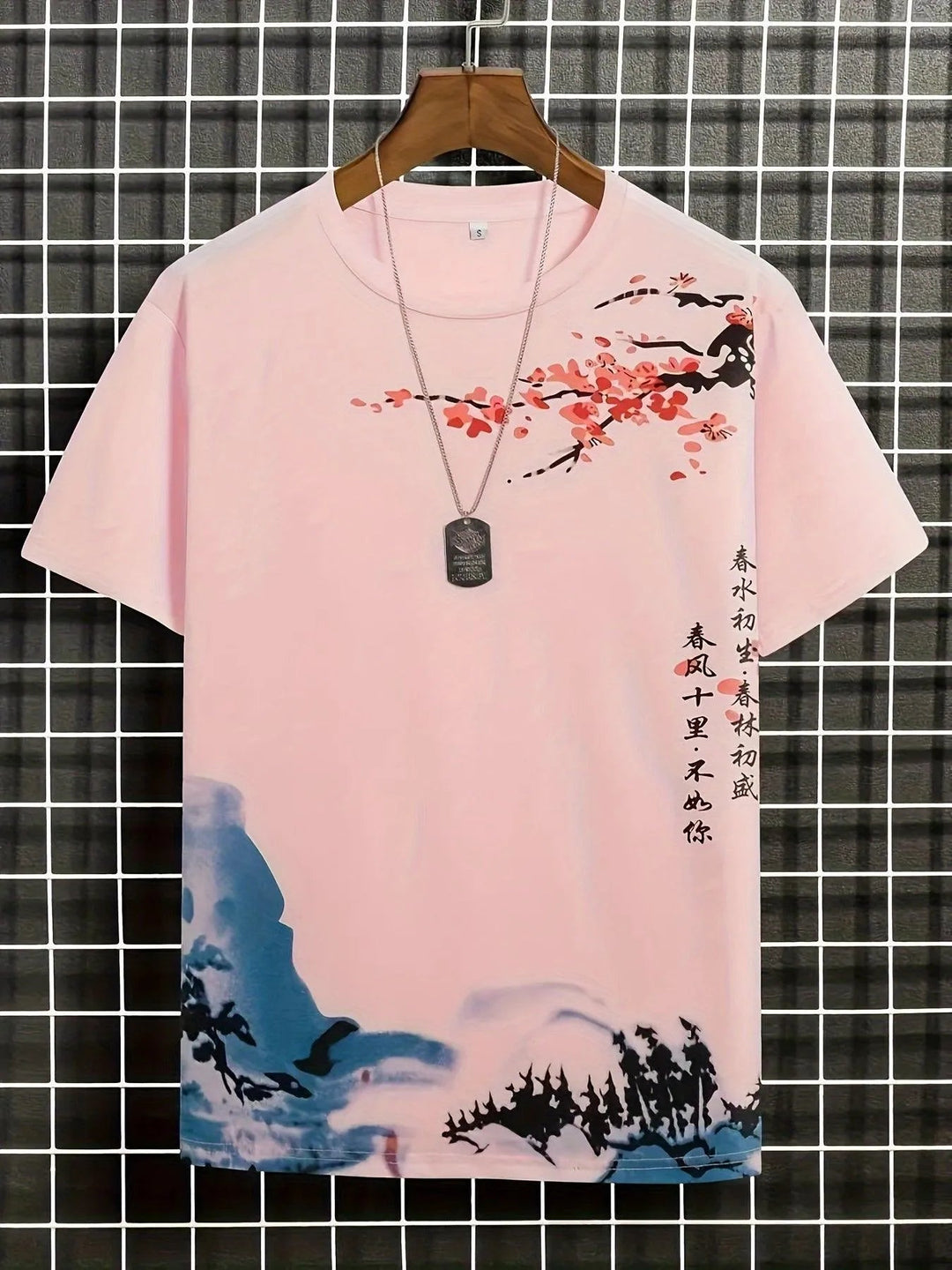Shopnory | Herren T-Shirt Blumen und Wellen Design