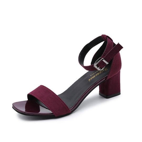 Damen eleganter Riemchen-Sandaletten mit robustem Blockabsatz und verstellbarem Fesselriemen