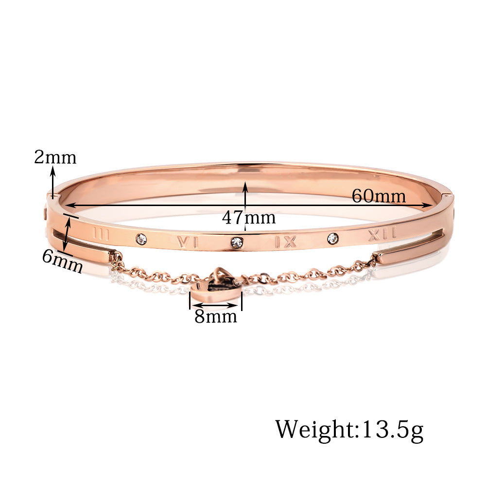 Damen Armreif mit gravierten römischen Ziffern und Zirkonia Shop Nory