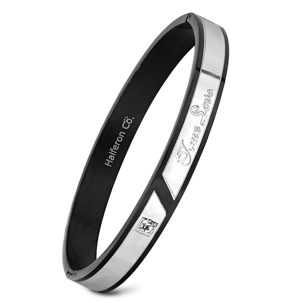 Damen Armreif mit elegantem zweifarbigen Design und funkelndem Zirkonia Shop Nory