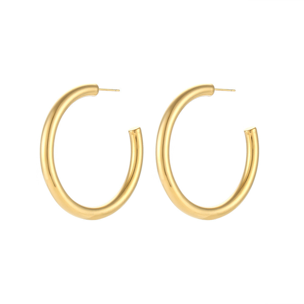 Creolen "Jennifer" breit aus Edelstahl - 18k vergoldet | Shop Nory