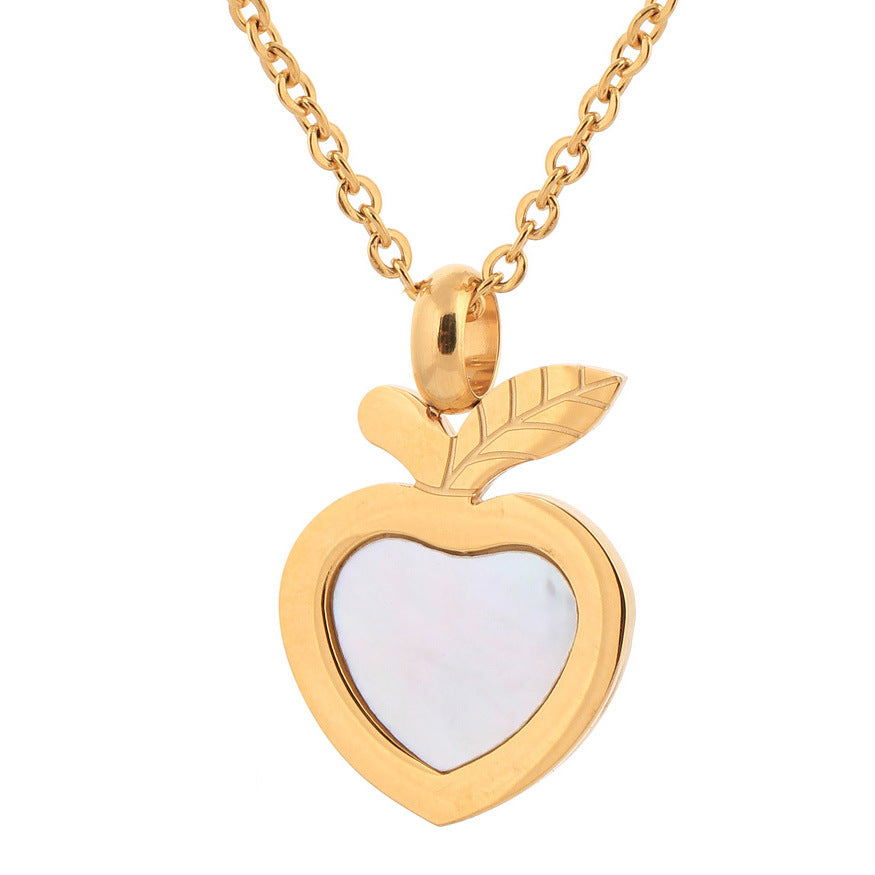 Damen Halskette mit herzförmigem Apfelanhänger und hochwertiger Gliederkette Shop Nory