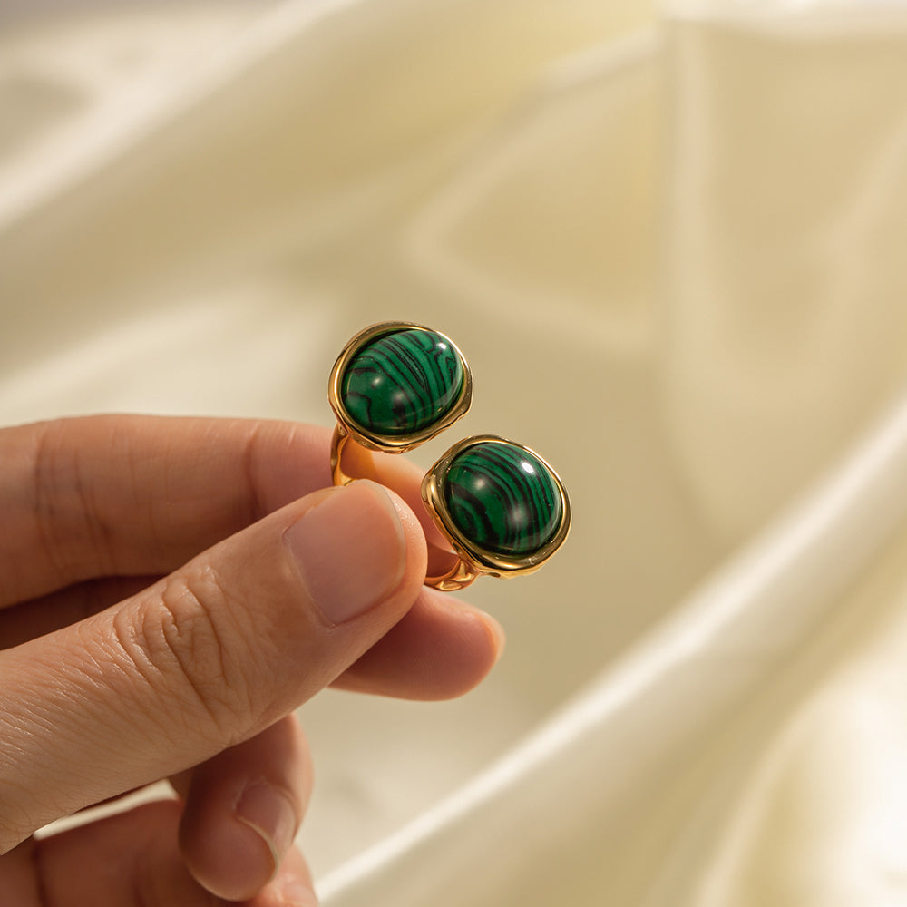 Ring mit Naturstein in Edelstahl - 18k vergoldet | Shop Nory