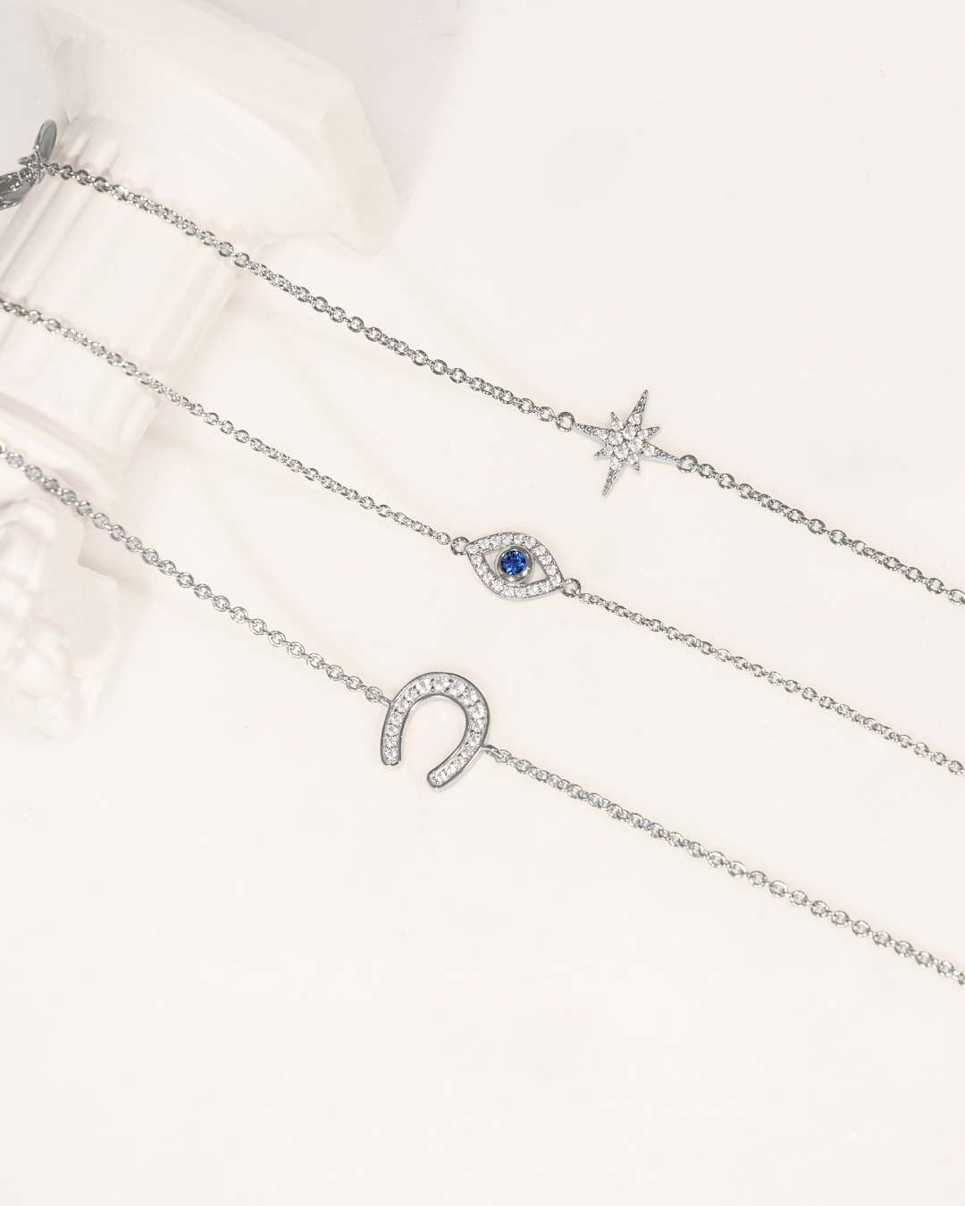 Glückliche Hufeisen-Kristall S925 Charm-Armband | Shop Nory