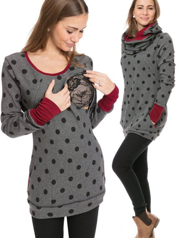 ShopNory Schwangerschafts-Chaps, Krankenschwester-Sweatshirts, Blumendruck, Taschen, Reißverschluss, Stillkleidung