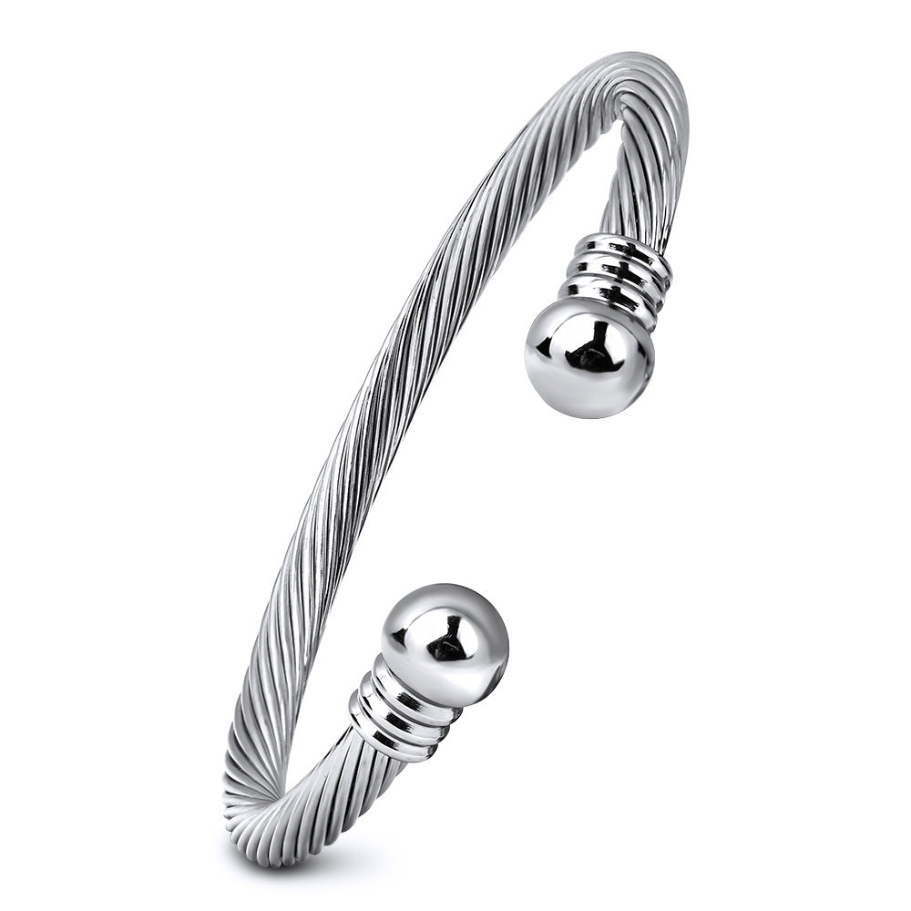 Damen Edelstahlarmband mit geschwungenem Drahtdesign Shop Nory