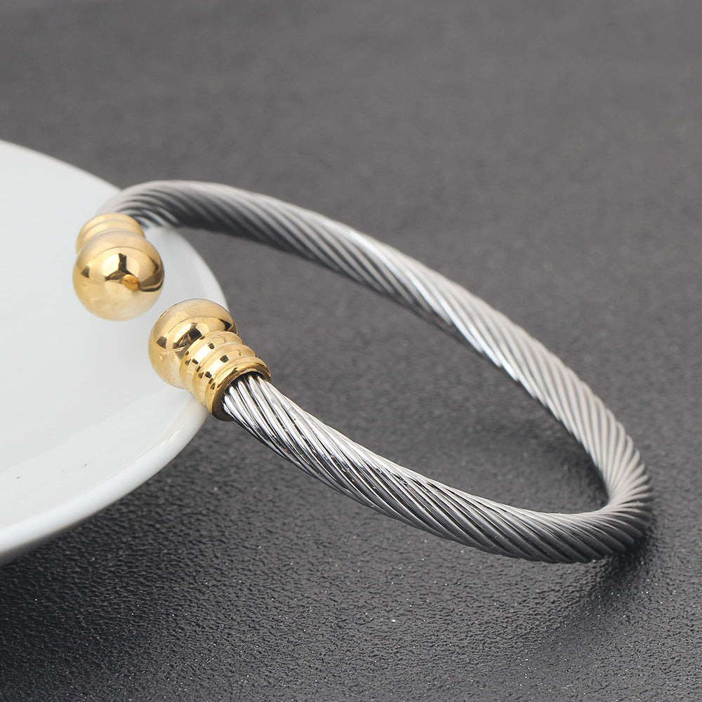 Damen Edelstahlarmband mit geschwungenem Drahtdesign Shop Nory