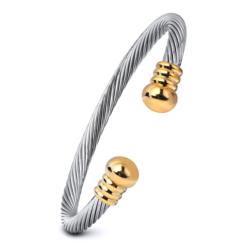 Damen Edelstahlarmband mit geschwungenem Drahtdesign Shop Nory