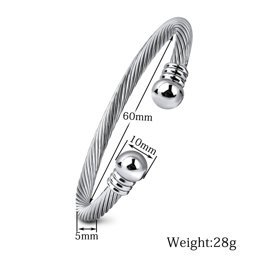 Damen Edelstahlarmband mit geschwungenem Drahtdesign Shop Nory