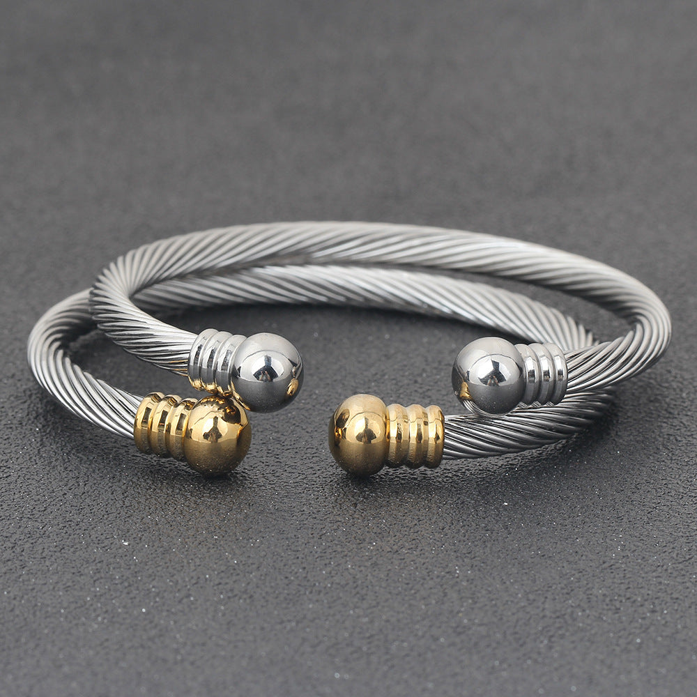 Damen Edelstahlarmband mit geschwungenem Drahtdesign Shop Nory