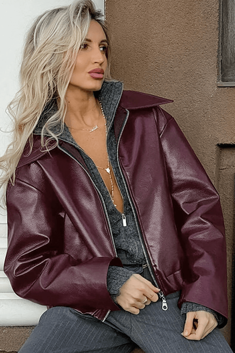 Kurze Kunstlederjacke