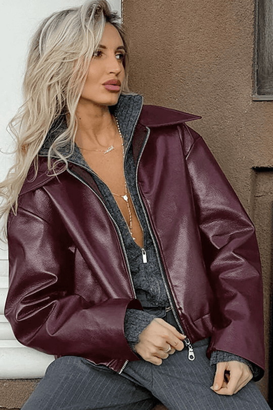 Kurze Kunstlederjacke
