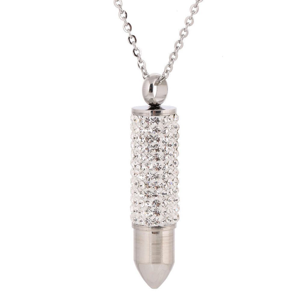 Damen Halskette mit funkelndem Kristallanhänger in eleganter Zylinderform Shop Nory