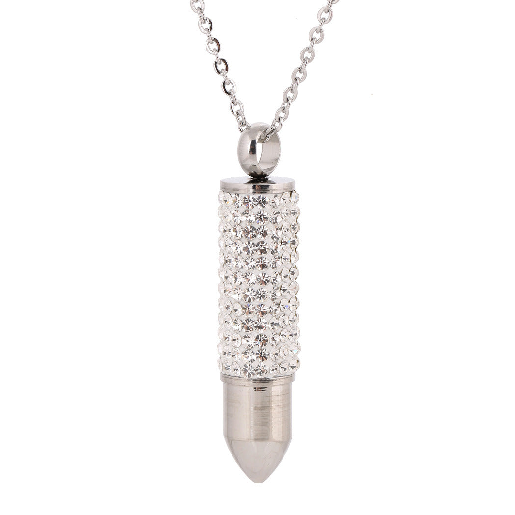 Damen Halskette mit funkelndem Kristallanhänger in eleganter Zylinderform Shop Nory
