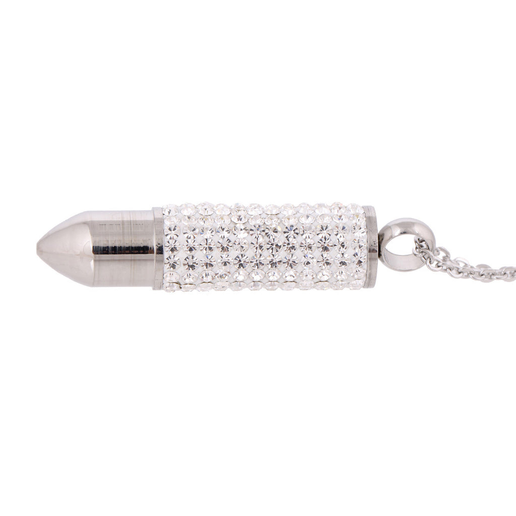 Damen Halskette mit funkelndem Kristallanhänger in eleganter Zylinderform Shop Nory