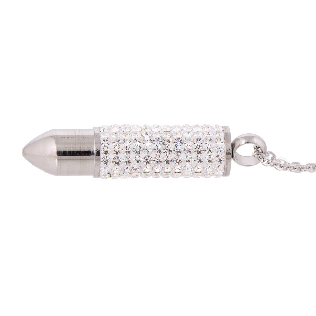 Damen Halskette mit funkelndem Kristallanhänger in eleganter Zylinderform Shop Nory