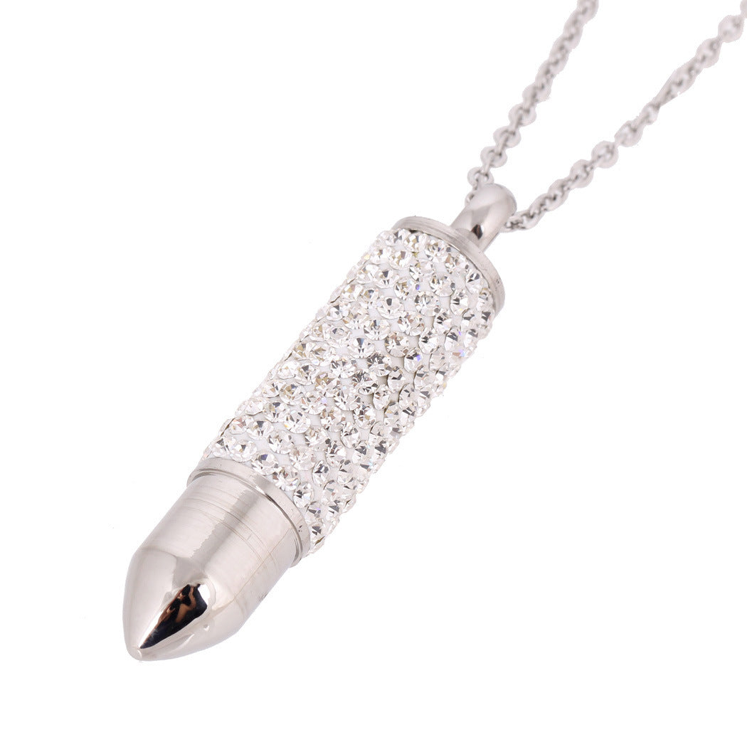 Damen Halskette mit funkelndem Kristallanhänger in eleganter Zylinderform Shop Nory