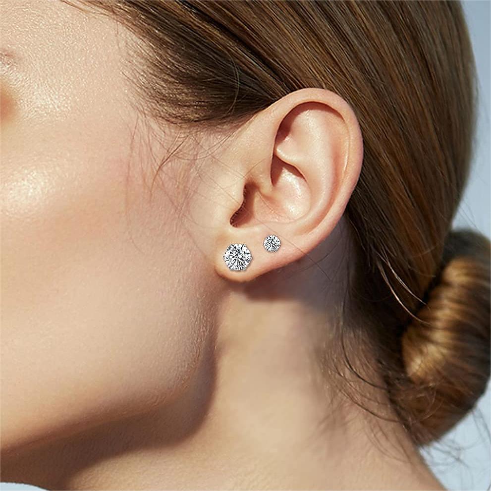 Ohrringe mit Zirkonia Steinen im 6-er Set in Edelstahl - 18k vergoldet | Shop Nory