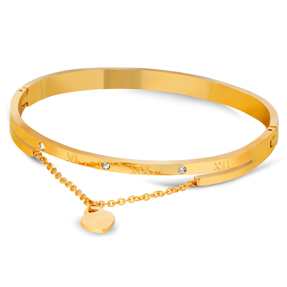 Damen Armreif mit gravierten römischen Ziffern und Zirkonia Shop Nory