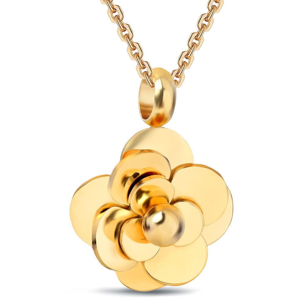 Damen Edelstahl-Halskette mit floralem Anhänger Shop Nory