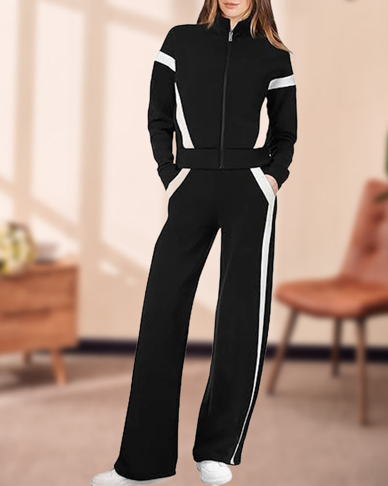 Satz mit Sporty Lässig Stil Merkmalen Von Jacke und Hosen