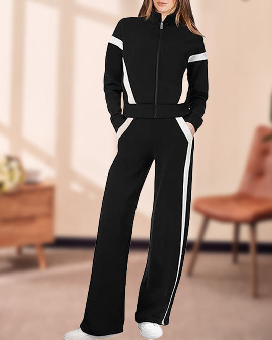 Satz mit Sporty Lässig Stil Merkmalen Von Jacke und Hosen