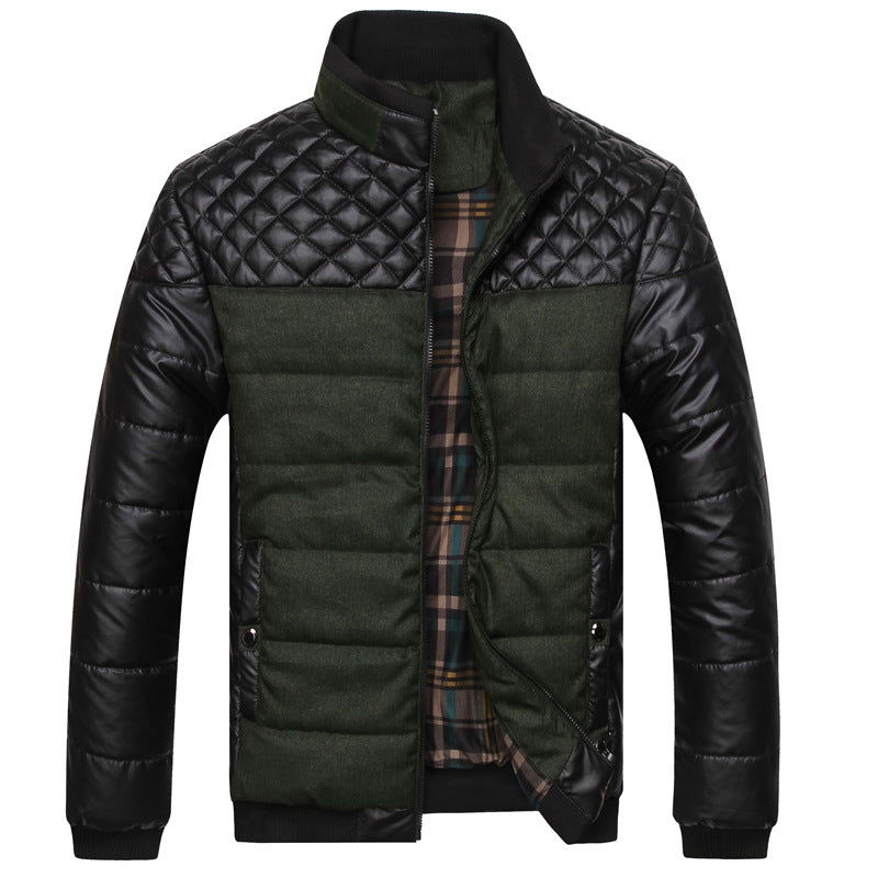 Herren Modische Steppjacke mit Kunstlederdetails Shop Nory
