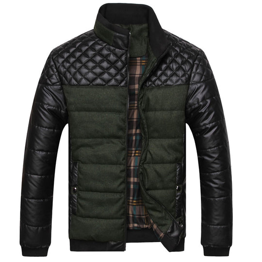 Herren Modische Steppjacke mit Kunstlederdetails Shop Nory