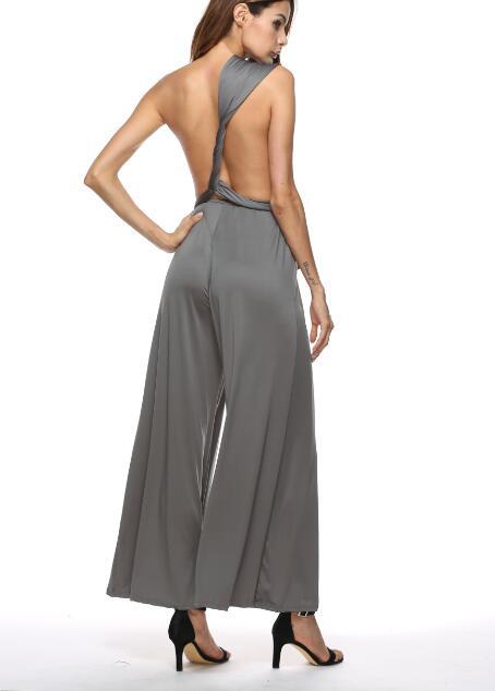 Damen Eleganter Jumpsuit mit Tiefem V-Ausschnitt und Innovativer Wickeloptik