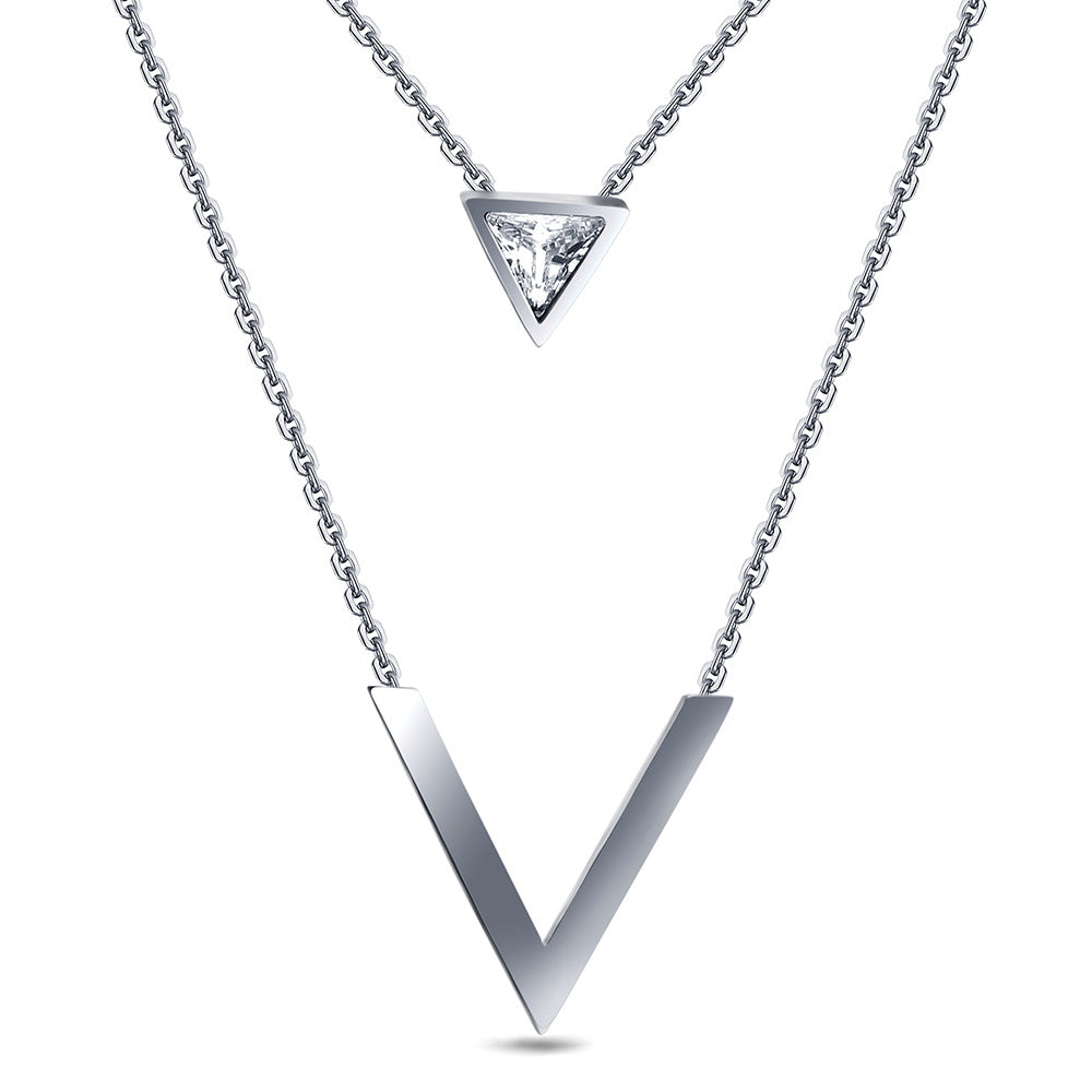 Damen Layered Halskette mit V- und Dreieck-Anhänger Shop Nory