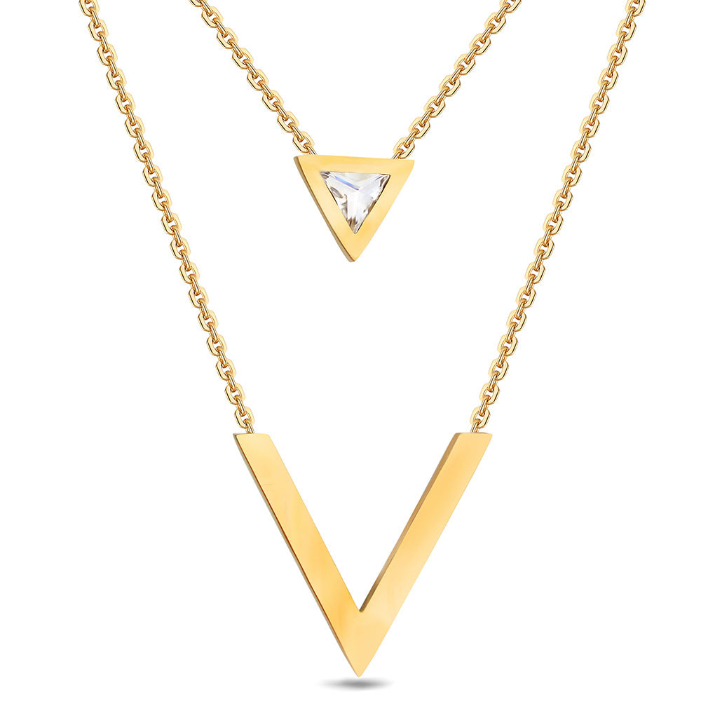 Damen Layered Halskette mit V- und Dreieck-Anhänger Shop Nory