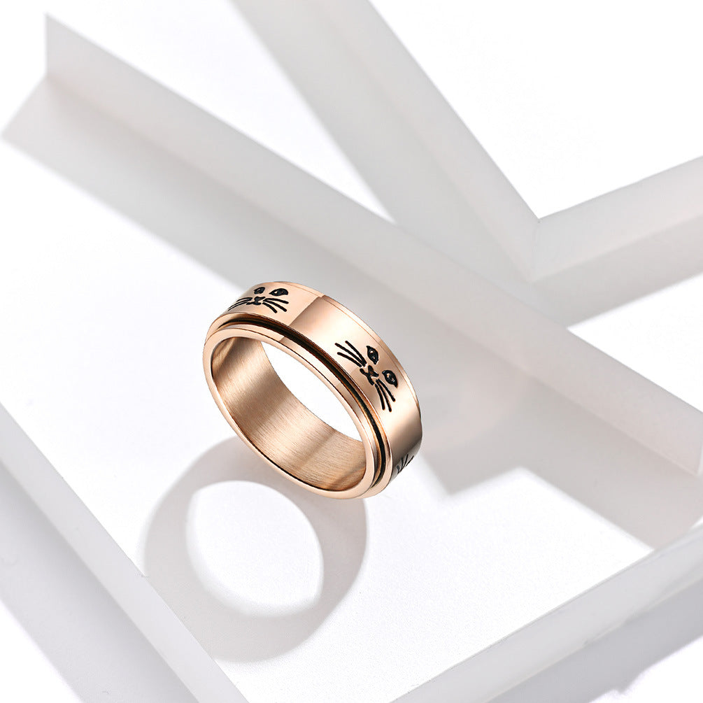 Roségold und silberne rotierende Angst Katze Ringe großartige Geschenkidee für Katzenliebhaber | Shop Nory