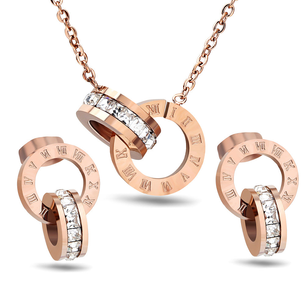 Damen Schmuckset mit kreisförmigen Anhängern und funkelnden Zirkonia Shop Nory
