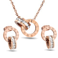 Damen Schmuckset mit kreisförmigen Anhängern und funkelnden Zirkonia Shop Nory