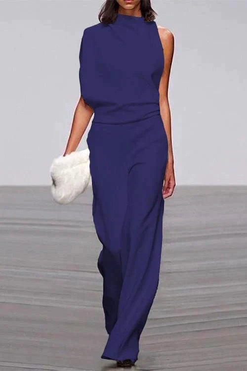 Rosiedress Cowl Neck One Shoulder Batwing Sleeve Party Suit