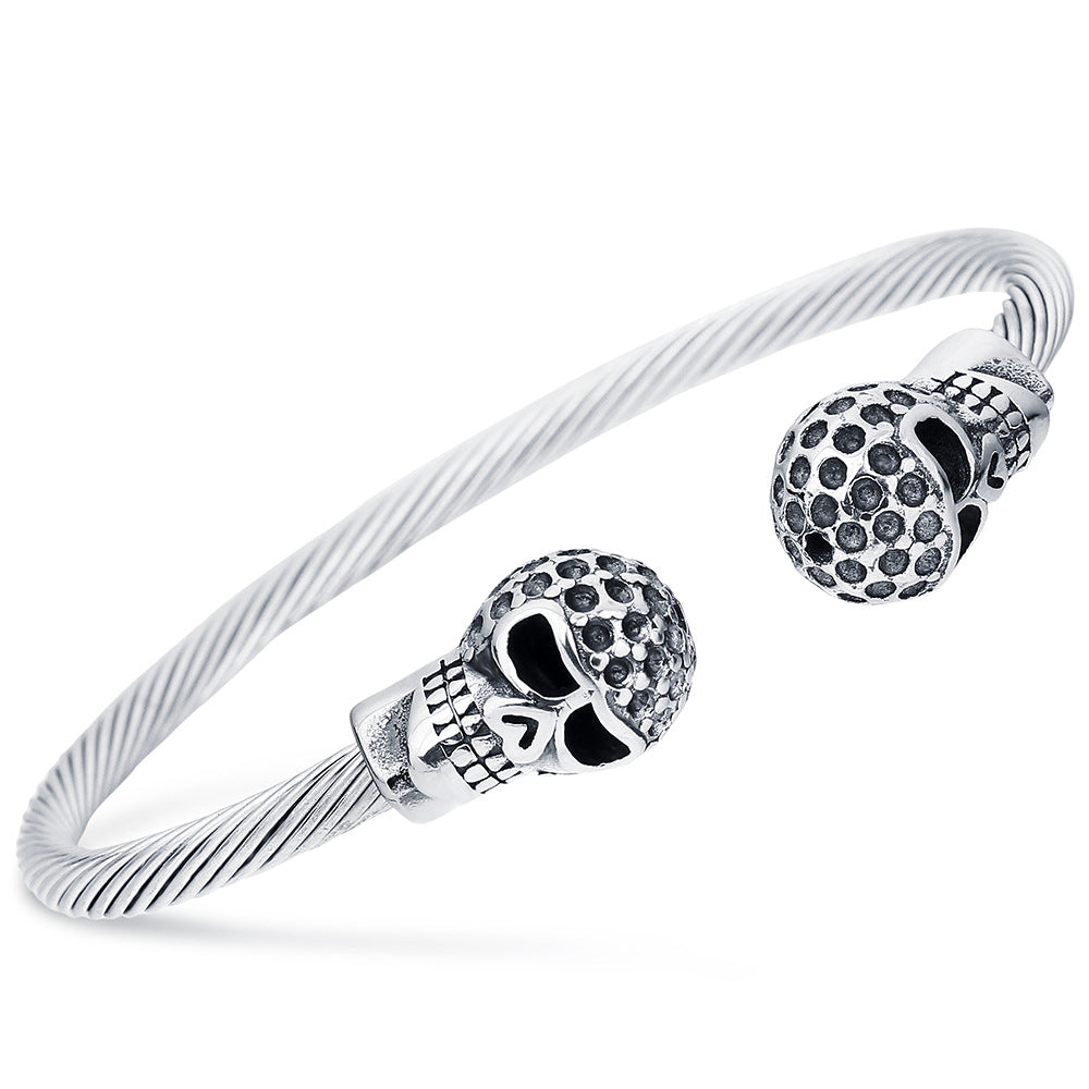 Damen Armreif mit kultiviertem Totenkopf-Design und funkelnden Kristallen Shop Nory