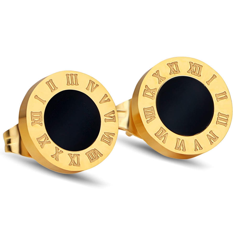 Herren Edelstahl-Ohrstecker mit kunstvollem Design und schwarzem Onyx Shop Nory