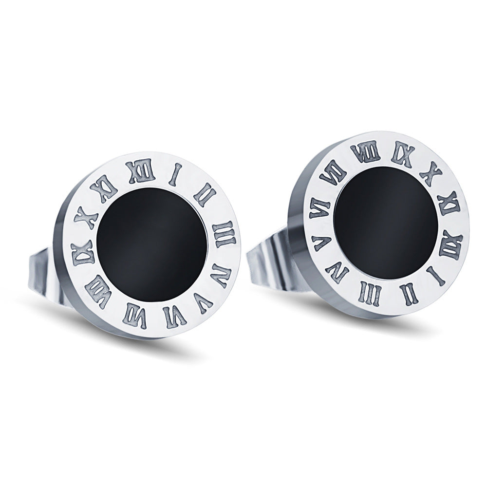Herren Edelstahl-Ohrstecker mit kunstvollem Design und schwarzem Onyx Shop Nory