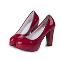 Damen nan Plateau-Pumps mit breitem Blockabsatz in glänzender Lackoptik
