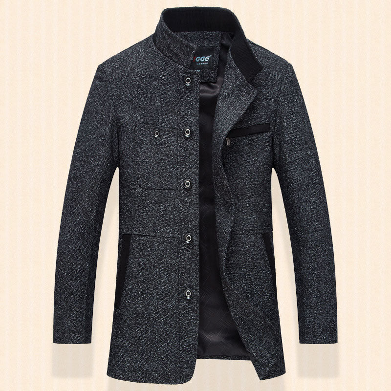Herren Taillierter Wollmix-Kurzmantel mit Rippenkragen und verdeckter Knopfleiste Shop Nory