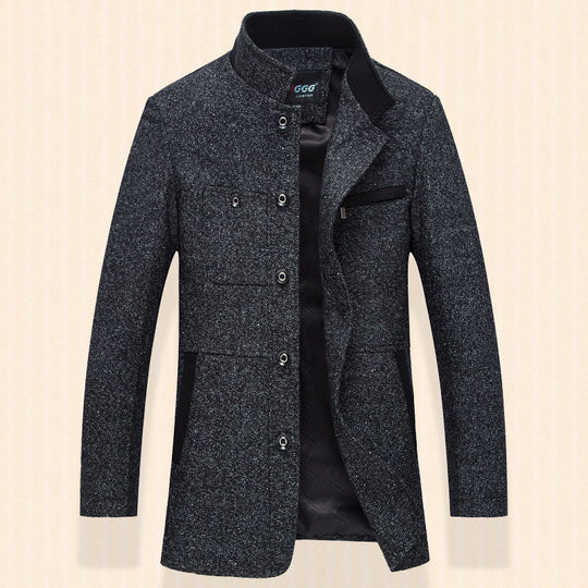 Herren Taillierter Wollmix-Kurzmantel mit Rippenkragen und verdeckter Knopfleiste Shop Nory