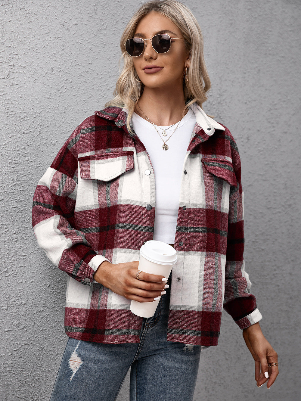 Shopnory | Karierter Langarmhemdjacke