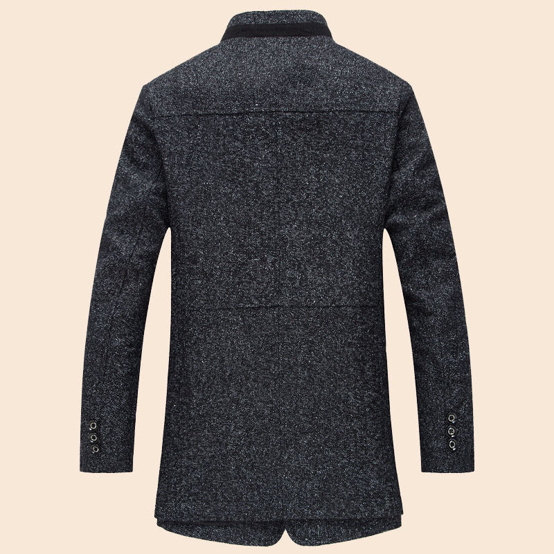 Herren Taillierter Wollmix-Kurzmantel mit Rippenkragen und verdeckter Knopfleiste Shop Nory