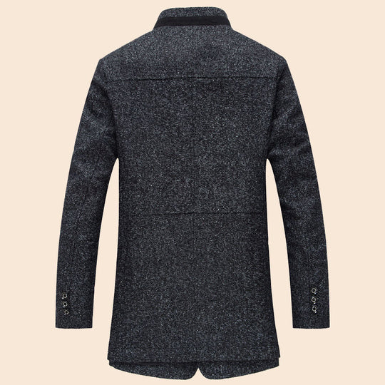 Herren Taillierter Wollmix-Kurzmantel mit Rippenkragen und verdeckter Knopfleiste Shop Nory