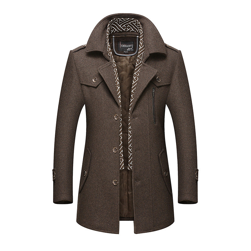 Herren Smart-Casual Wollmix-Mantel mit versteckter gesteppter Innenjacke und Schulterklappen Shop Nory